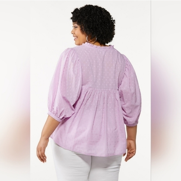 NWT CATO PLUS SIZE SWISS DOT PEASANT TOP - Picture 3 of 8